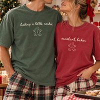 Baking A Little Cookie Comfort Colors Shirts – Christmas Pregnancy Couple Gift
