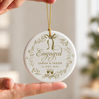 Personalized Engagement Ornament, Custom Couple Names and Date, Newly Engaged Christmas Gift for Couples
