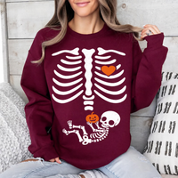 Halloween Skeleton Pregnancy Sweatshirt & Hoodie, Matching Couple Baby Announcement mockup 7