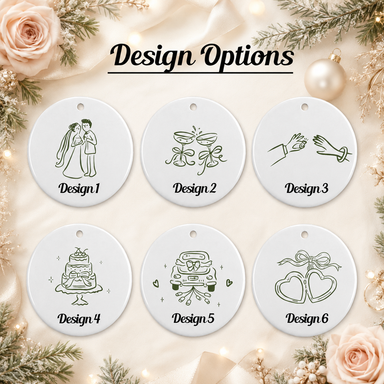 Personalized Engagement Ceramic Ornament for Couples, Custom Names & Date Keepsake, Wedding Gift for Bride & Groom