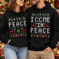 Matching Christmas Couple Sweatshirts, Come in Peace Ugly Christmas Sweaters, Funny Holiday Gift for Couples