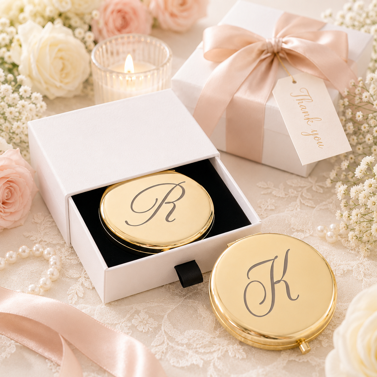 Personalized Compact Mirror for Bridesmaids, Engraved Pocket Makeup Mirror, Custom Name Wedding Party Favor