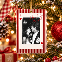 Personalized How Lucky Are We Photo Playing Card Ornament – Anniversary Gift