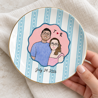 Custom Engagement Portrait Ring Dish, Personalized Couple Illustration Jewelry Tray, Proposal Keepsake, Engagement Gift for Couple