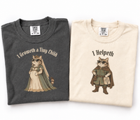 Funny Cat Pregnancy Couple Shirts for Expecting Parents, Medieval Cat Mom Dad Matching Tees, Pregnancy Announcement Gift