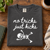 Funny No Tricks Just Kicks Maternity Shirt – Halloween Baby Skeleton