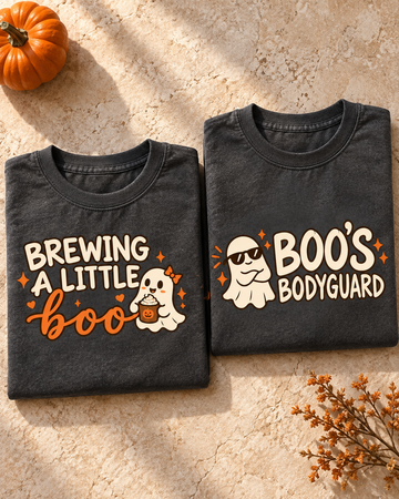 Brewing a Little Boo & Boo’s Bodyguard Minimal Comfort Colors Tees