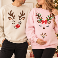 Christmas Reindeer Pregnancy Announcement Sweatshirt & Hoodie – Matching Couple Set