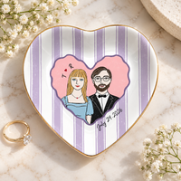 Custom Engagement Portrait Ring Dish, Personalized Couple Illustration Jewelry Tray, Proposal Keepsake, Engagement Gift for Couple
