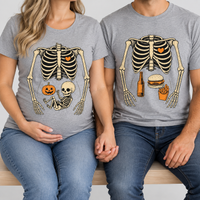 Matching Skeleton Maternity Halloween Shirts, Pregnant Couple Costume, Funny Pregnancy Announcement T-Shirts