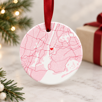 Personalized Map Location Ornament, Custom Wedding Engagement Location Ornament, Couple Christmas Gift, Newlywed Gift, Engagement Gift