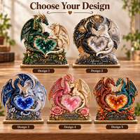 Personalized Crystal Heart Dragon Couple Wooden Plaque – Anniversary Gift