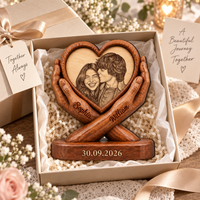 Personalized Photo Couple Wooden Block, Custom Names & Date Keepsake, Wedding Anniversary Engagement Gift for Couples
