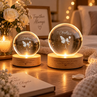 Personalized Chapter Birthday Crystal Ball Lamp,Custom Birth Flower Night Light,30th Birthday Keepsake,Chapter 50 Gift for Women/Mom