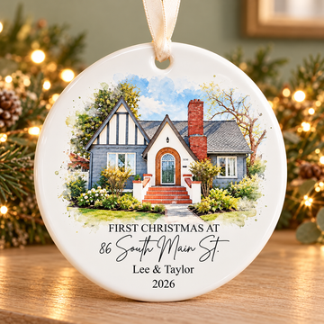 Custom House Photo Ornament – First Christmas in New Home
