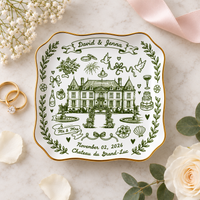 Personalized Wedding Venue Platter, Custom Names Date & Location Ceramic Plate, Newlywed Wedding Gift, New Home Housewarming Gift for Couple