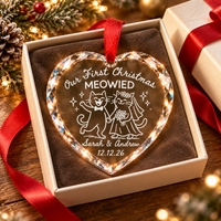 Personalized First Christmas Meowied Glass Ornament – Newlywed Couple Gift