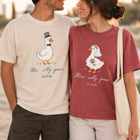 Matching Mr. & Mrs. Silly Goose Shirts – Custom Date Honeymoon Tees