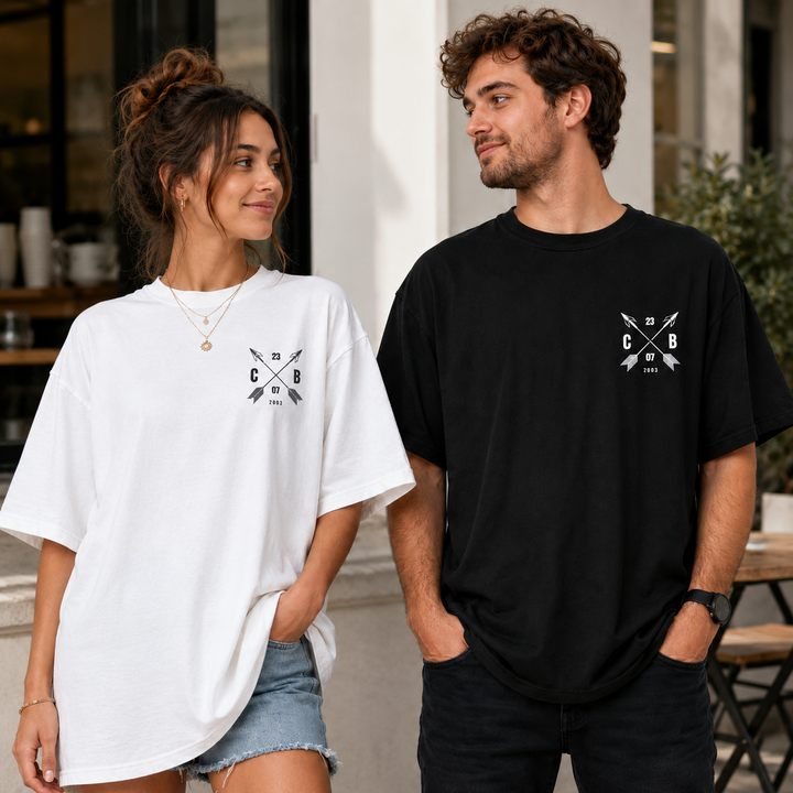 Personalized Matching Couple Shirt for Anniversary, Custom Initial Date Tee, His and Hers Couple Shirts, Romantic Wedding & Dating Gift