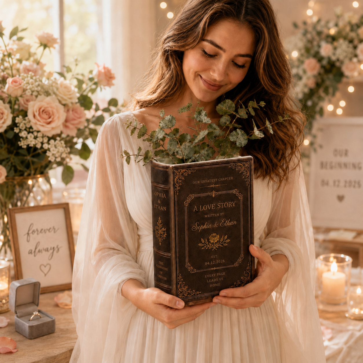 Customized Love Story Book Vase, Custom Wedding Gift for Couple, Bridal Shower Gift