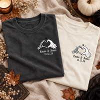 Personalized Skeleton Bride & Groom Gothic Wedding Comfort Colors Tee mockup 3