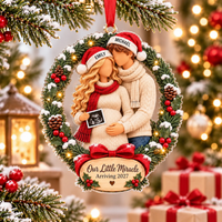 Personalized Our Little Miracle Wreath Ornament – Christmas Pregnancy Reveal