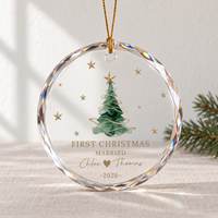 Personalized First Christmas Married Ornament, Custom Couple Names and Wedding Date, Newlywed Christmas Gift