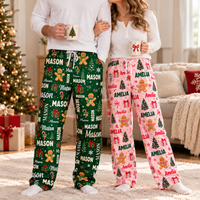 Personalized Christmas Name Pajama Pants – Matching Family Holiday Gift