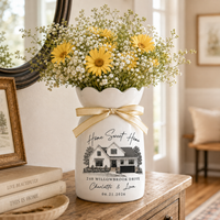 Personalized Housewarming Gift Ceramic Vase, Custom House Portrait from Photo,  New Home Keepsake Decor