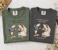 Funny O-Fish-Ially Married Couple Shirts for Wedding, Matching Fish Newlywed Tees, Custom Date Honeymoon Gift