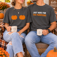 Funny Pumpkin Couple Shirts, Just Here for the Pumpkins Matching Tees, Fall Couple T-Shirts, Pumpkin Patch Outfit, Thanksgiving Gift