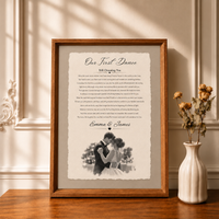 Personalized Wedding Song Lyrics Poster, Custom First Dance Print, Unframed Wedding Vow Photo Keepsake, Anniversary Gift for Couple