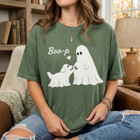 Boo-P Ghost Dog Pregnancy Announcement Shirt, Spooky Halloween Mama to Be Tee, Fall Baby Reveal Gift