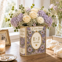 Personalized Floral Ceramic Book Vase, Custom Initials and Wedding Date, A Love Story Vase, Engagement, Wedding and  Anniversary Gift