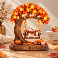 Personalized Fall Couple Wooden Block, Custom Names & Date Anniversary Gift, Ghost Couple Autumn Keepsake, Wedding Date Decor
