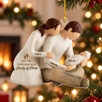 Personalized Family of Three Christmas Ornament – First Christmas With Baby