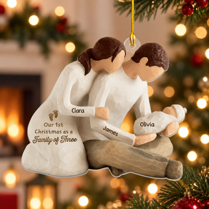 Personalized Family of Three Christmas Ornament – First Christmas With Baby