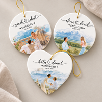 Custom Photo Engagement Ornament, Engaged Christmas Ornament, Engagement Gift For Couple, Watercolor Couple Photo Ornament