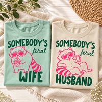 Feral Wife & Husband Comfort Colors Shirts – Funny Raccoon Couple Gift