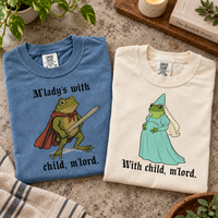 M’Lady’s With Child Frog Couple Shirts – Pregnancy Announcement