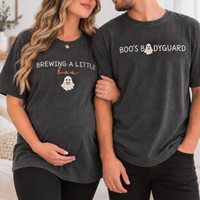 Brewing a Little Boo & Boo's Bodyguard Matching Couple Comfort Colors Tees