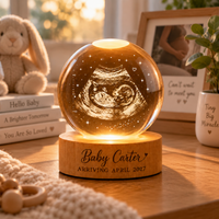 Personalized Ultrasound Gift Crystal Ball Night Light, Custom Sonogram Keepsake, Baby Announcement Decor, Baby Arrival Gift