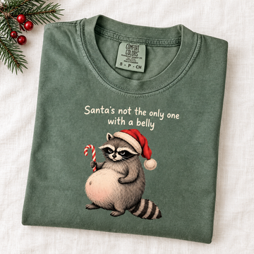 Santa Belly Raccoon Comfort Colors Shirt – Funny Christmas Pregnancy Gift