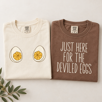 Funny Deviled Eggs Couple Shirts, Matching Thanksgiving Christmas Tees, Comfort Colors Holiday Party T-Shirts for Couples
