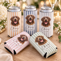 Personalized Pet Can Cooler, Custom Dog or Cat Wedding Favor, Bachelorette Party Drink Sleeve
