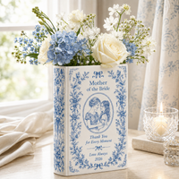 Personalized Mother of the Bride Ceramic Book Vase, Custom Mom Photo Wedding Gift, Floral Keepsake, Thank You Gift