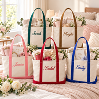 Personalized Embroidered Name Canvas Tote Bag – Zipper Shoulder Bridesmaid Gift