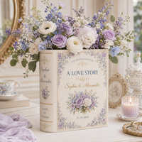 Personalized Ceramic Book Vase & Jewelry Dish Set , Custom Wedding Love Story Flower Vase With Names and Wedding Date