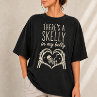 There’s a Skelly in My Belly Shirt, Halloween Pregnancy Announcement Tee, Skeleton Baby Maternity Tee, Spooky Mom to Be Gift