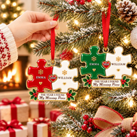 Personalized Missing Piece Puzzle Ornament – Christmas Gift For Couples